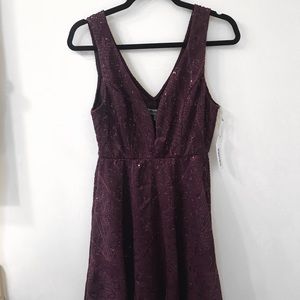 Purple Sequin Vneck Mini Dress